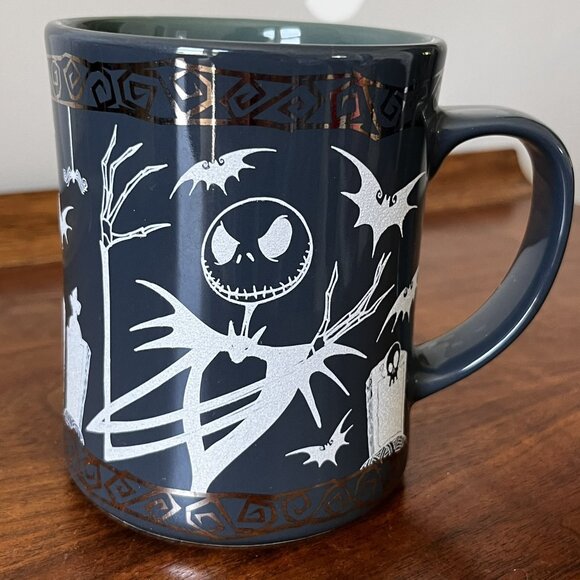 Disney Store Nightmare Before Christmas Mug Jack Skellington Teal Green Metallic - Picture 5 of 15